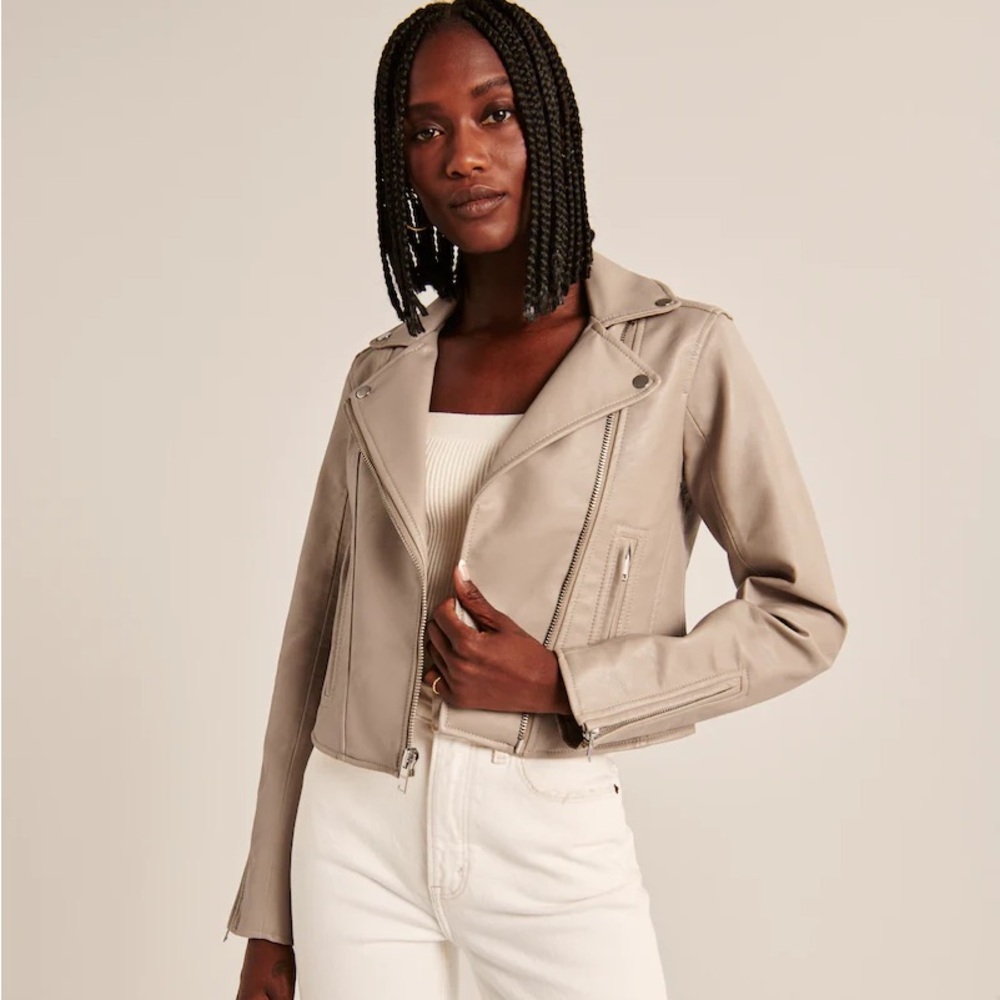 NWT Abercrombie & Fitch pink vegan leather moto jacket